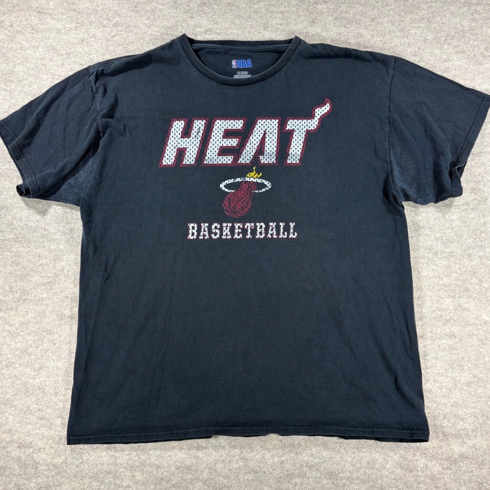 NBA Miami Heat Basketball T-Shirt Mens XL Black Short Sleeve Cotton Tee